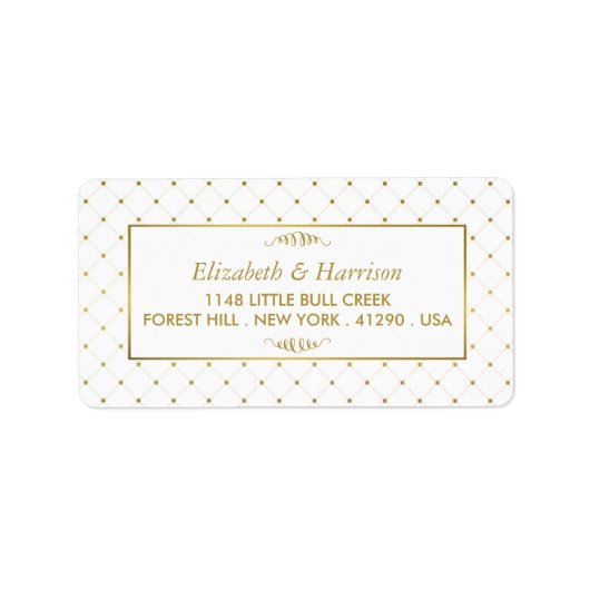 Moderne bruiloft met wit en goudvet etiket (Voorkant)