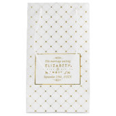 Moderne bruiloft met wit en goudvet klein cadeauzakje (Voorkant)