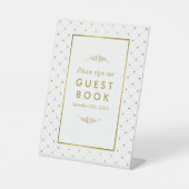 Moderne bruiloft met wit en goudvet reclamebord met voetstuk (Voorkant)