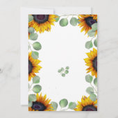 Moderne bruiloft met zonnebloem-eucalyptusbruin kaart (Achterkant)