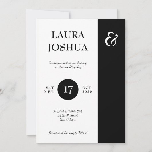 Moderne bruiloft met zwarte en witte typografie kaart (Voorkant)