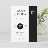 Moderne bruiloft met zwarte en witte typografie kaart (Staand voorkant)