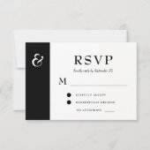 Moderne bruiloft met zwarte en witte typografie RSVP kaartje (Voorkant)