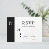 Moderne bruiloft met zwarte en witte typografie RSVP kaartje (Staand voorkant)
