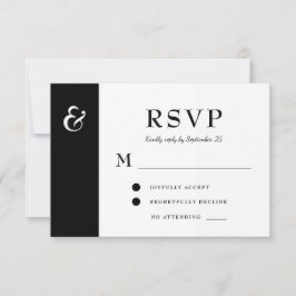 Moderne bruiloft met zwarte en witte typografie RSVP kaartje