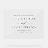 Moderne bruiloft minimalistisch elegant welkomstbo acryl bord (Voorkant)