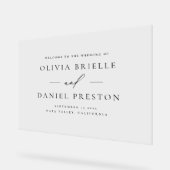 Moderne bruiloft minimalistisch elegant welkomstbo acryl bord (Hoek)