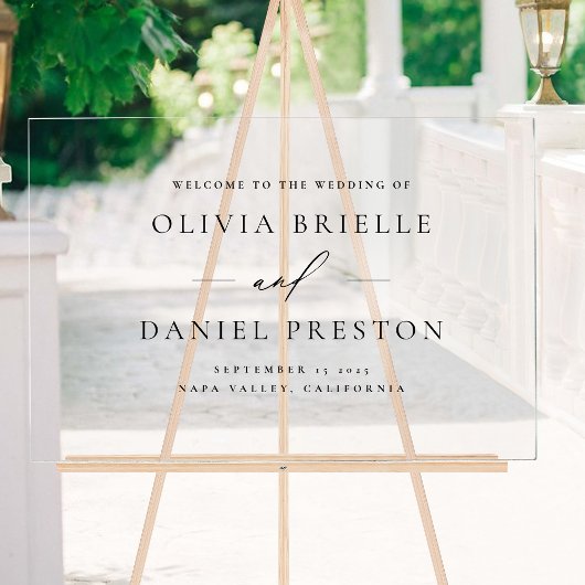 Moderne bruiloft minimalistisch elegant welkomstbo acryl bord