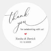 Moderne bruiloft minimalistische dank u geschenken ronde sticker (Voorkant)