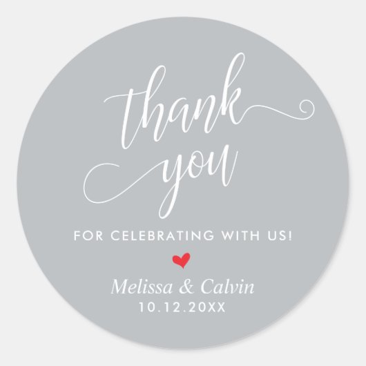 Moderne bruiloft minimalistische dank u geschenken ronde sticker (Voorkant)
