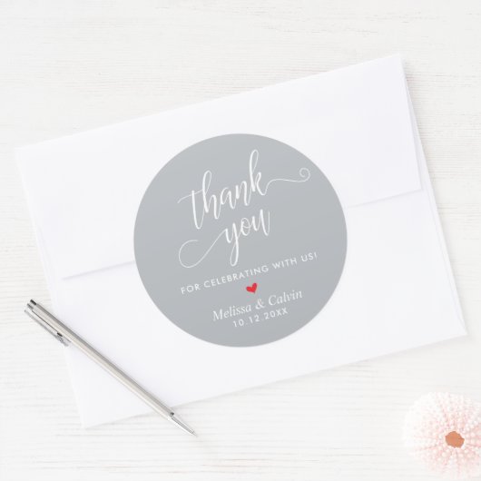 Moderne bruiloft minimalistische dank u geschenken ronde sticker (Envelop)