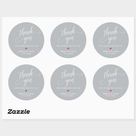 Moderne bruiloft minimalistische dank u geschenken ronde sticker (Vel)