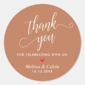 Moderne bruiloft minimalistische dank u geschenken ronde sticker (Voorkant)