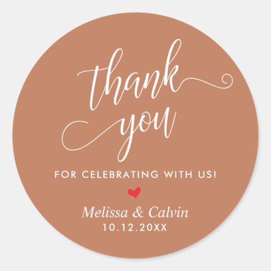 Moderne bruiloft minimalistische dank u geschenken ronde sticker (Voorkant)