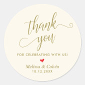 Moderne bruiloft minimalistische dank u geschenken ronde sticker (Voorkant)