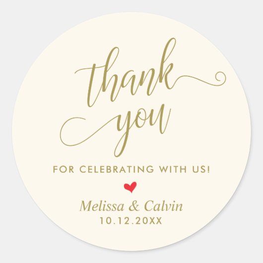 Moderne bruiloft minimalistische dank u geschenken ronde sticker (Voorkant)