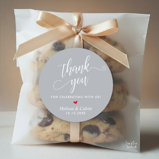 Moderne bruiloft minimalistische dank u geschenken ronde sticker
