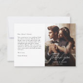 Moderne bruiloft minimalistische kalligrafie foto bedankkaart (Voorkant)