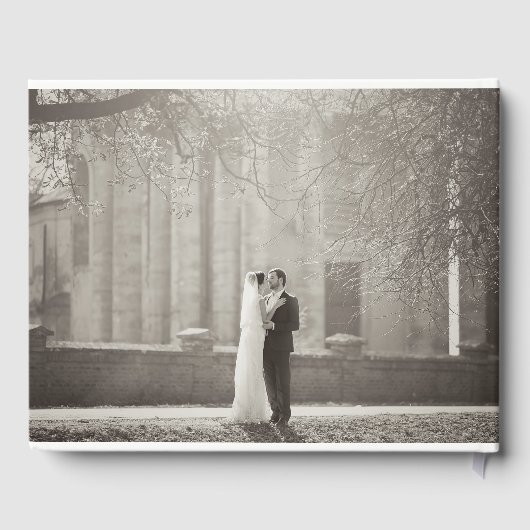 Moderne bruiloft Monogram 4 Foto Collage Guest Boo Gastenboek (Achterkant)