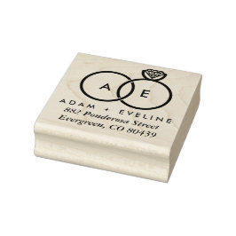 Moderne bruiloft monogram adres Ink Stamp Rubberstempel