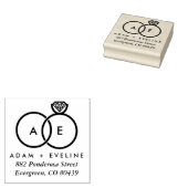 Moderne bruiloft monogram adres Ink Stamp Rubberstempel (Gestempeld)