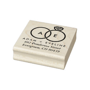 Moderne bruiloft monogram adres Ink Stamp Rubberstempel