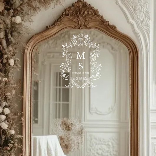 Moderne bruiloft Monogram spiegel zitplaatsen Graf Raamsticker