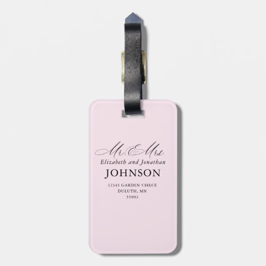 Moderne bruiloft Mr & Mrs Custom Photo Bagagelabel (Achterkant verticaal)