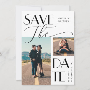 Moderne bruiloft   Multi Photo Bold-typografie Save The Date