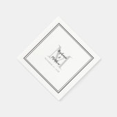Moderne bruiloft Names & Date Monogram Black Grey Servet (Hoek)