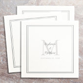 Moderne bruiloft Names & Date Monogram Gray Cockta Servet