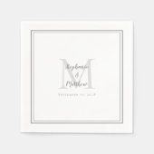 Moderne bruiloft Names & Date Monogram Gray Cockta Servet (Voorkant)