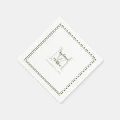 Moderne bruiloft Names & Date Monogram Olive Green Servet (Hoek)