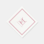 Moderne bruiloft Names & Datum Monogram Magenta Re Servet (Hoek)