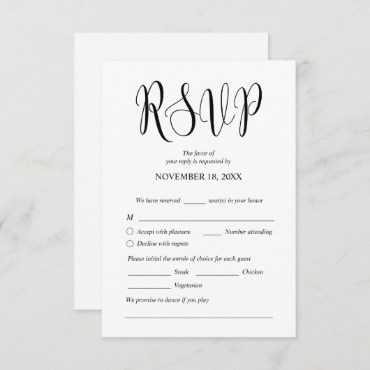 Moderne bruiloft nodigt RSVP-gesloten Kaart uit (Voorkant / Achterkant)
