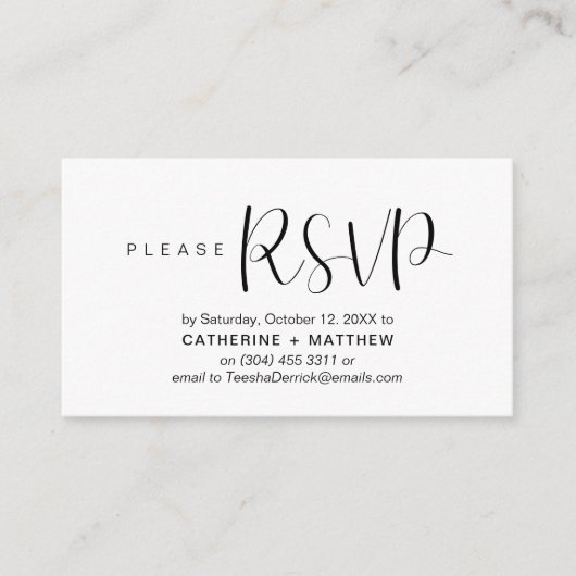 Moderne bruiloft nodigt RSVP-herinnering uit Informatiekaartje (Voorkant)