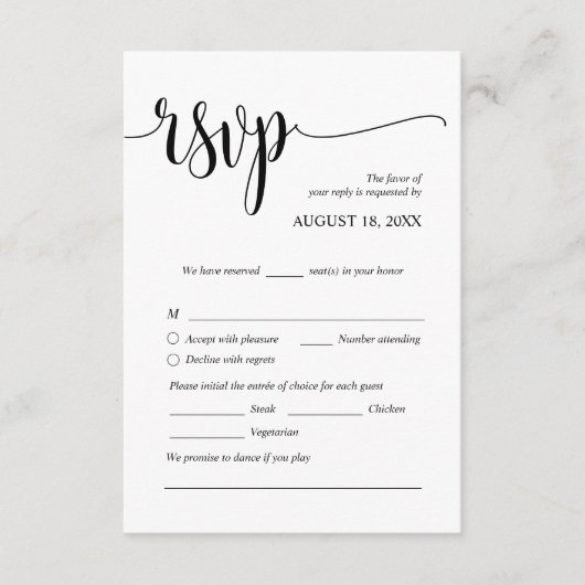 Moderne bruiloft nodigt RSVP-ingesloten Kaarten ui (Voorkant)