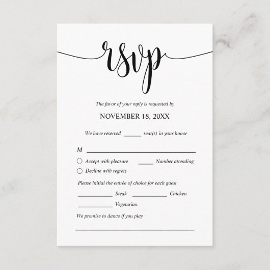 Moderne bruiloft nodigt RSVP-ingesloten Kaarten ui (Voorkant)