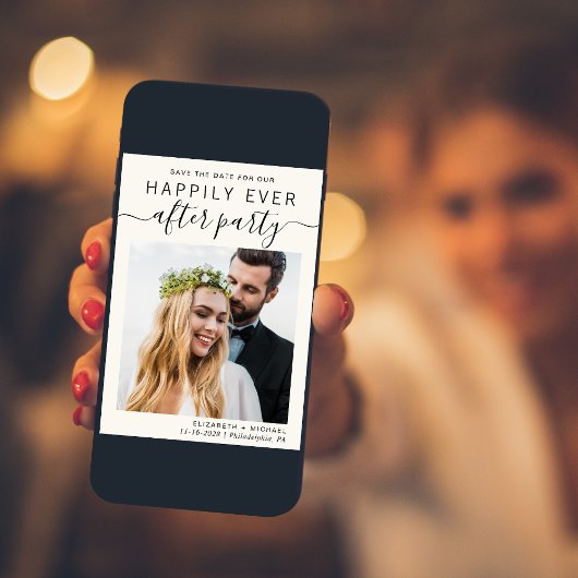 Moderne bruiloft-ontvangstfotocrème save the date