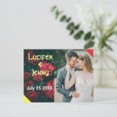 Moderne bruiloft opslaan van de datum foto uitnodi briefkaart (Staand voorkant)