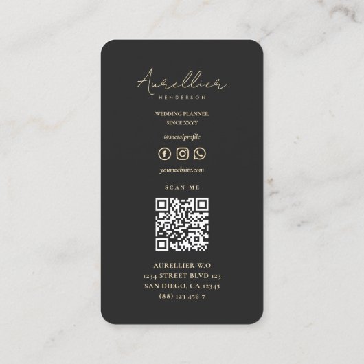 Moderne Bruiloft Organisator Bruiloft Agentschap Z Visitekaartje (Achterkant)