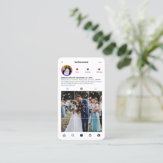 Moderne Bruiloft Organisator Evenement Decor Insta Visitekaartje (Staand voorkant)