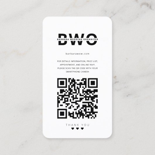 Moderne Bruiloft Organisator Evenement Decor Insta Visitekaartje (Achterkant)