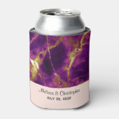 Moderne bruiloft Paars en gouden Abstracte marmer Blikjeskoeler (Blikje Voorkant)