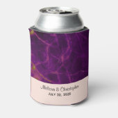 Moderne bruiloft Paars en gouden Abstracte marmer Blikjeskoeler (Blikje Achterkant)