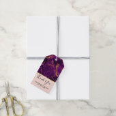 Moderne bruiloft Paars en gouden Abstracte marmer Cadeaulabel (Met Touw)