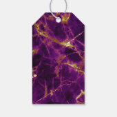 Moderne bruiloft Paars en gouden Abstracte marmer Cadeaulabel (Achterkant)