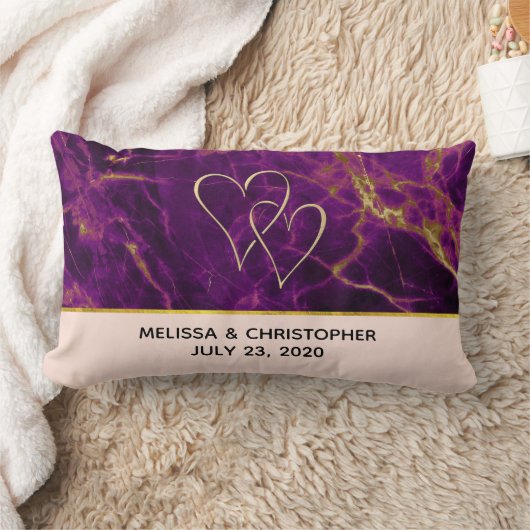 Moderne bruiloft Paars en gouden Abstracte marmer Kussen (Deken)