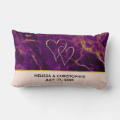 Moderne bruiloft Paars en gouden Abstracte marmer Kussen (Achterkant)