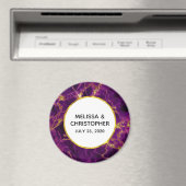 Moderne bruiloft Paars en gouden Abstracte marmer Magneet (Insitu (Vaatwasser))